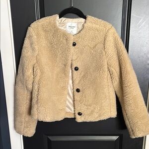 Abercrombie & Fitch Cream Faux Fur Jacket